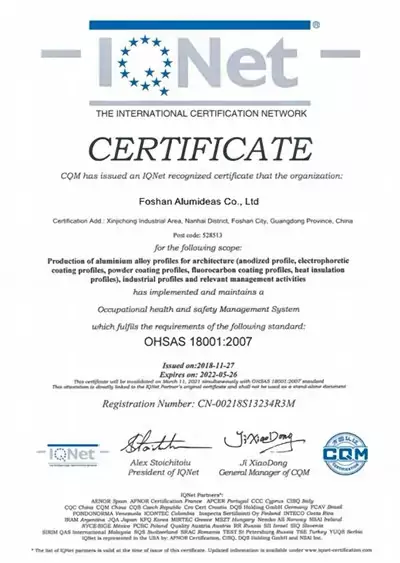 Alumideas certificate 5