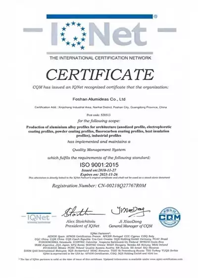 Alumideas certificate 6
