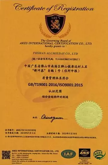Alumideas certificate 7