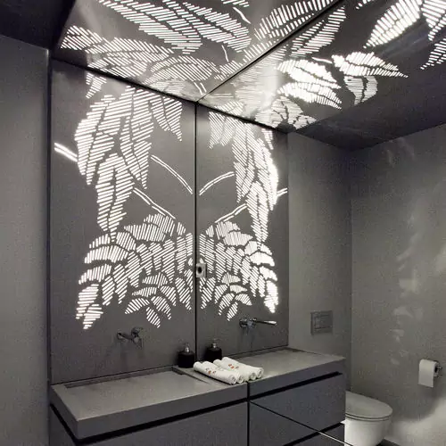 Interior aluminum decorative wall paneling application for leaves drawing