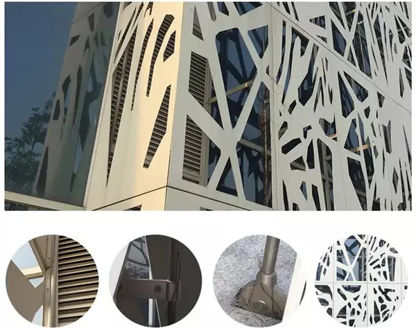 Exterior decorative aluminum wall panels installation detail