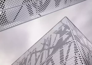 panneau de façade en métal perforé 100% recyclable et peut être réutilisé indéfiniment