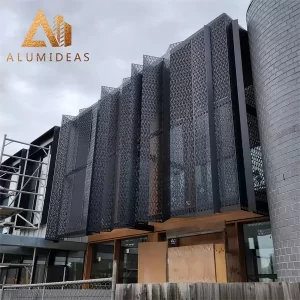 Aluminum perforated panel cladding side view