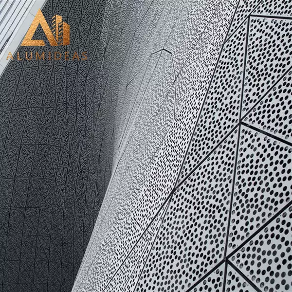 Aluminum external cladding pattern cut surface panel