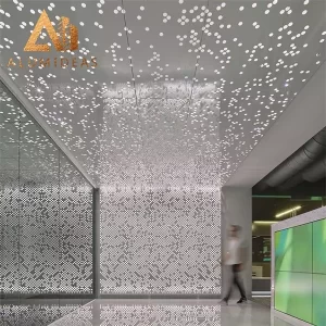 Plafon aluminium berlubang untuk kantor