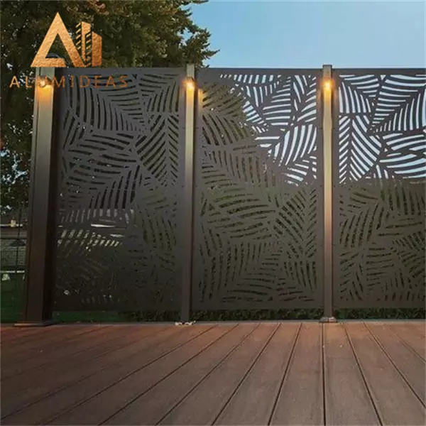 Painéis de cerca de metal cortados a laser com design de padrão de folha