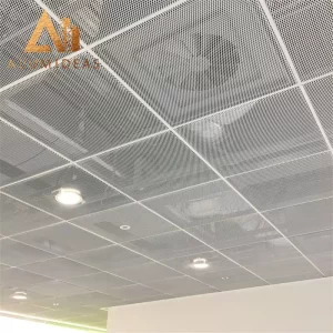 Langit-langit coffered modern ruang tamu berlubang aluminium