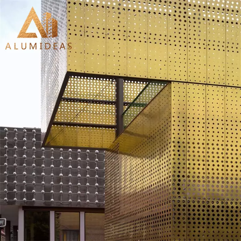 Metal perforated facade panel