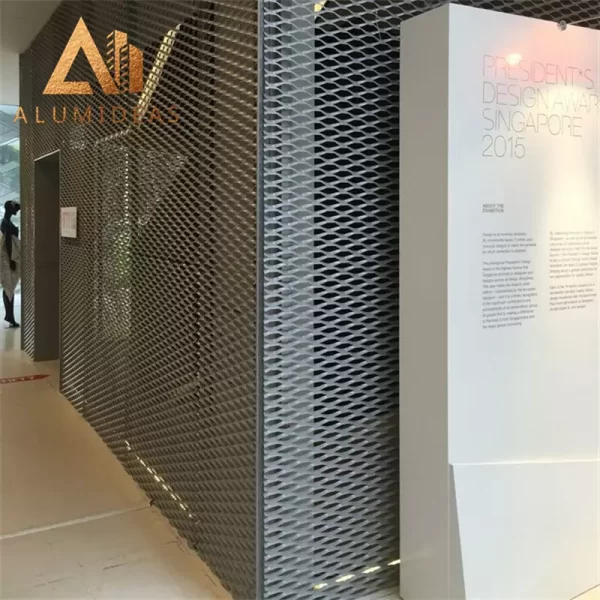 Aluminum mesh interior wall cladding