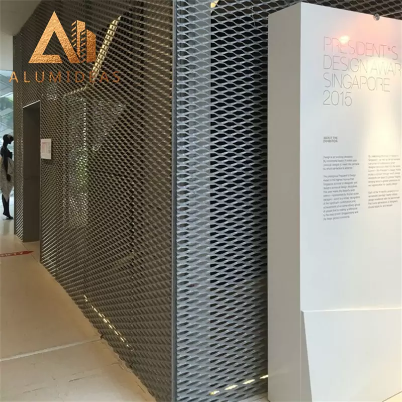 Aluminum mesh interior wall cladding
