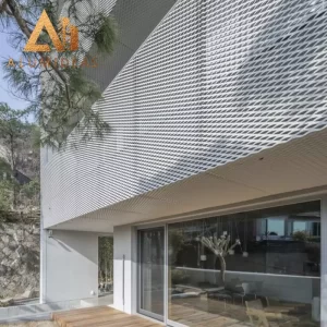 Aluminum mesh panel facade