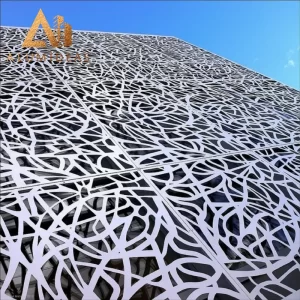 Laser cut metal facade panel