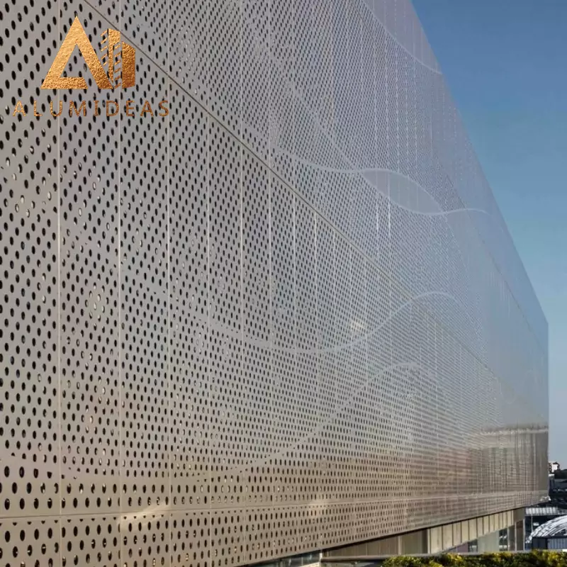 Aluminum perforated panel facade