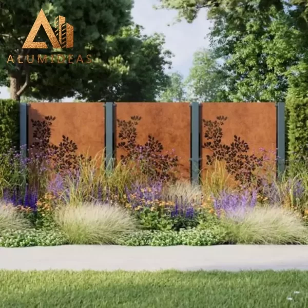 decorative corten steel fence