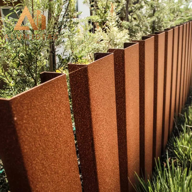 modern corten steel fence
